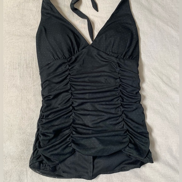 Vintage Sparkly Halter-Neck Ruched Top - Picture 3 of 7